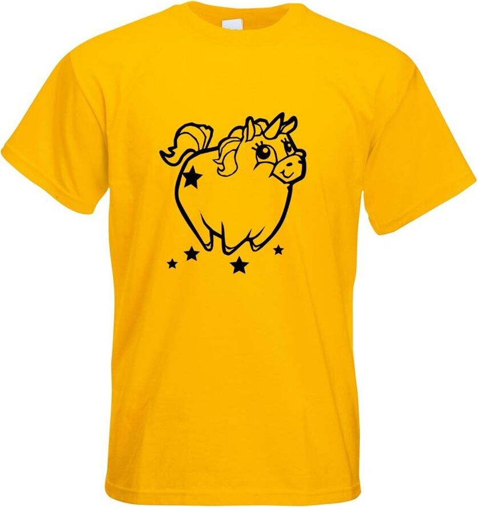 Kiwistar - T-Shirt - gelb - Pummeliges Einhorn Herren Funshirt Bedruckt Design Sprüche Spruch Motive - mit Motiv Bedruckt - Funshirt Design - Spor...