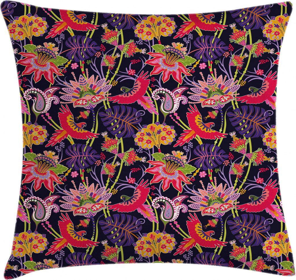 ABAKUHAUS Jacobean Kissenbezug, Floral Jungle Illustration, Digitaldruck Waschbar Farbfester Kopfkissenhülle Reißverschluß Beidseitiger Druck, 4...