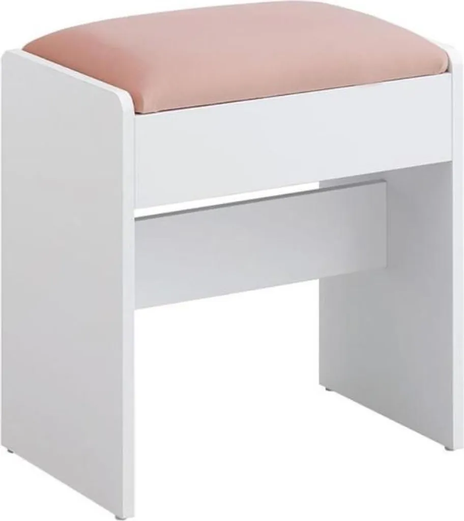Sgabello/sedia imbottita VELVET per toletta, 45x45x28,6cm, bianco/rosa