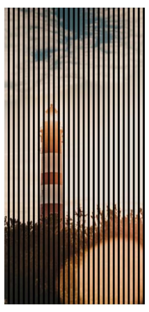 Akustikpaneele mit Digitaldruck Leuchtturm01 19 x 1133 x 2400 mm Leuchtturm Himmel MDF PET-Fasern Wandpaneele Blau Braun Weiß Rot 2 Einzelplatten