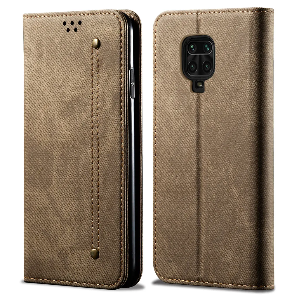 Offerta Custodia Redmi Note 9 Pro Khaki - Portafoglio Pelle Magnetica