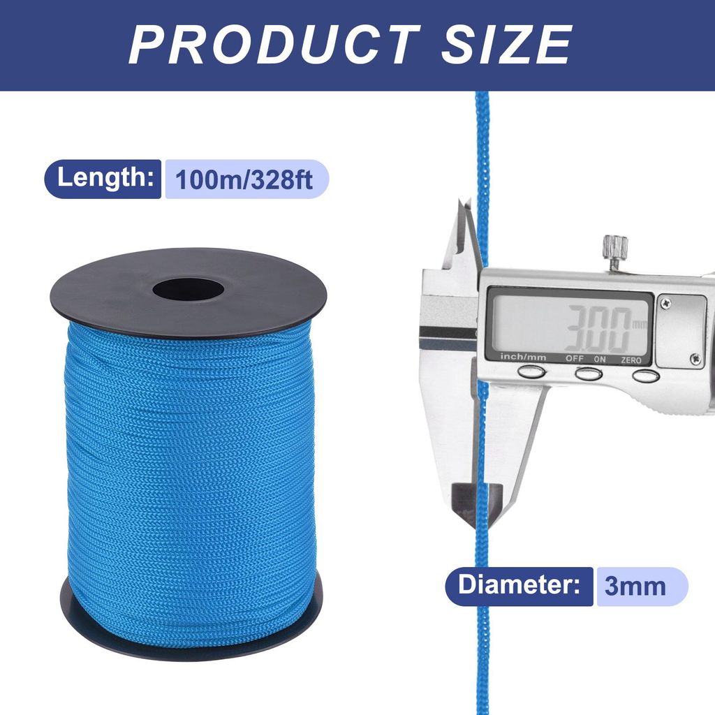Polypropylen-Seil 3mm Polypropylenseil 10Om PP Flechtleine Textilseil Leine Nylonschnur Schnur Rei?feste Rope Kunststoffseil fš¹r W?scheleine Cam...
