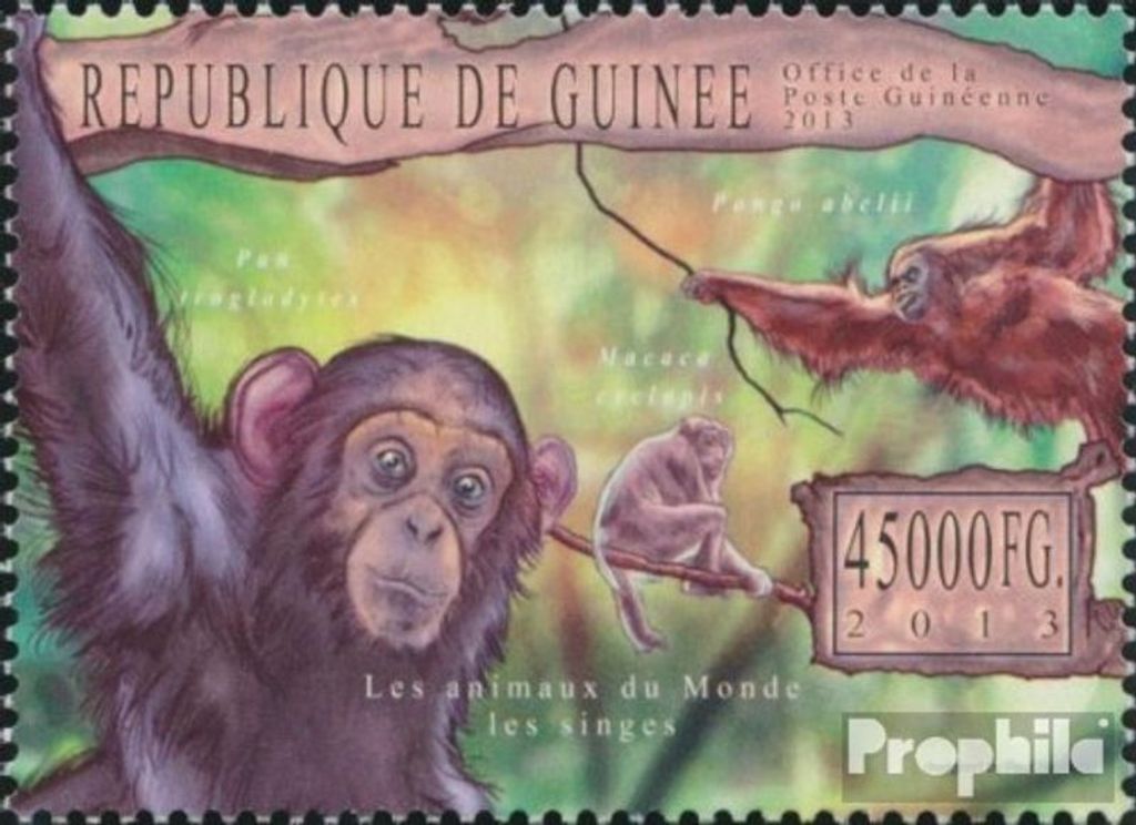 Briefmarken Guinea 2013 Mi 9864 (kompl. Ausgabe) postfrisch Affen
