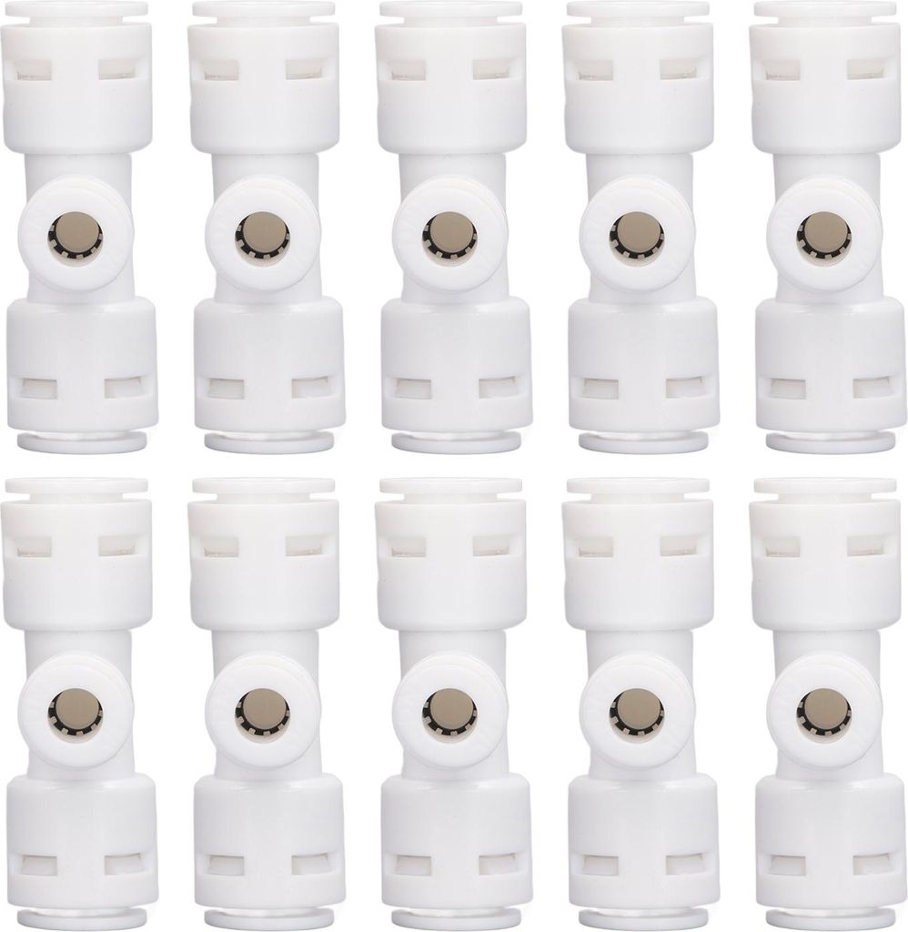 10 Stück T-förmige 3-Wege-Rohrverbinder aus lebensmittelechtem PP (1/4 Zoll, 3/8 Zoll) für Wasserfilter