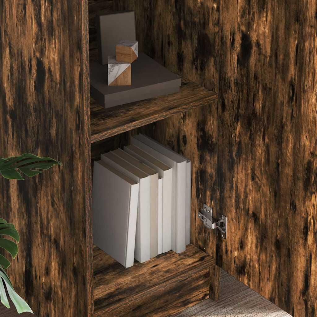 Möbel Highboard Modernes Design - Mehrzweckschrank Anrichte - Kommde für Flur - Geräucherte Eiche 35x39x168 cm Top6237333