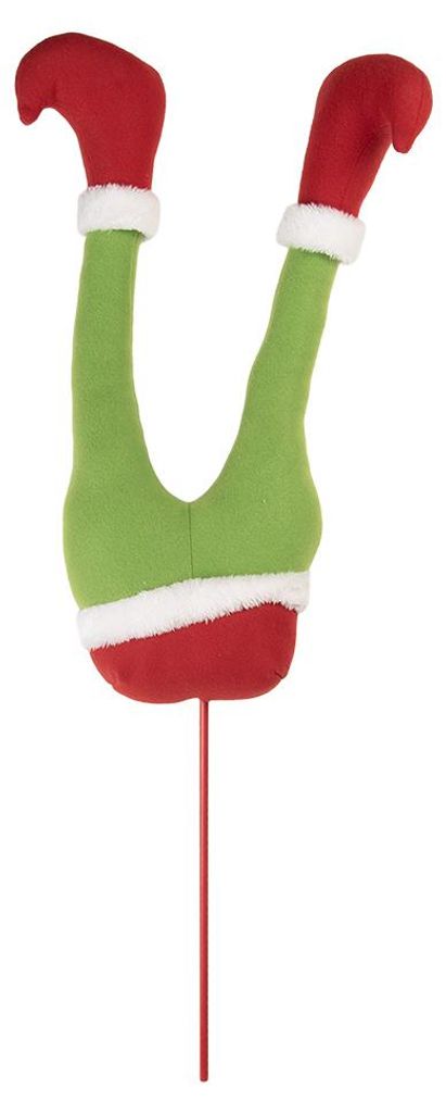 Clayre & Eef Weihnachtsdekoration Beine eines Elfen 20x10x80 cm Grün Holz