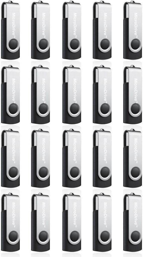 20x 2GB USB 2.0 Stick Flash USB Drive Swivel USB Flashdrive Speicherstick Memorystick Farbe: Schwarz