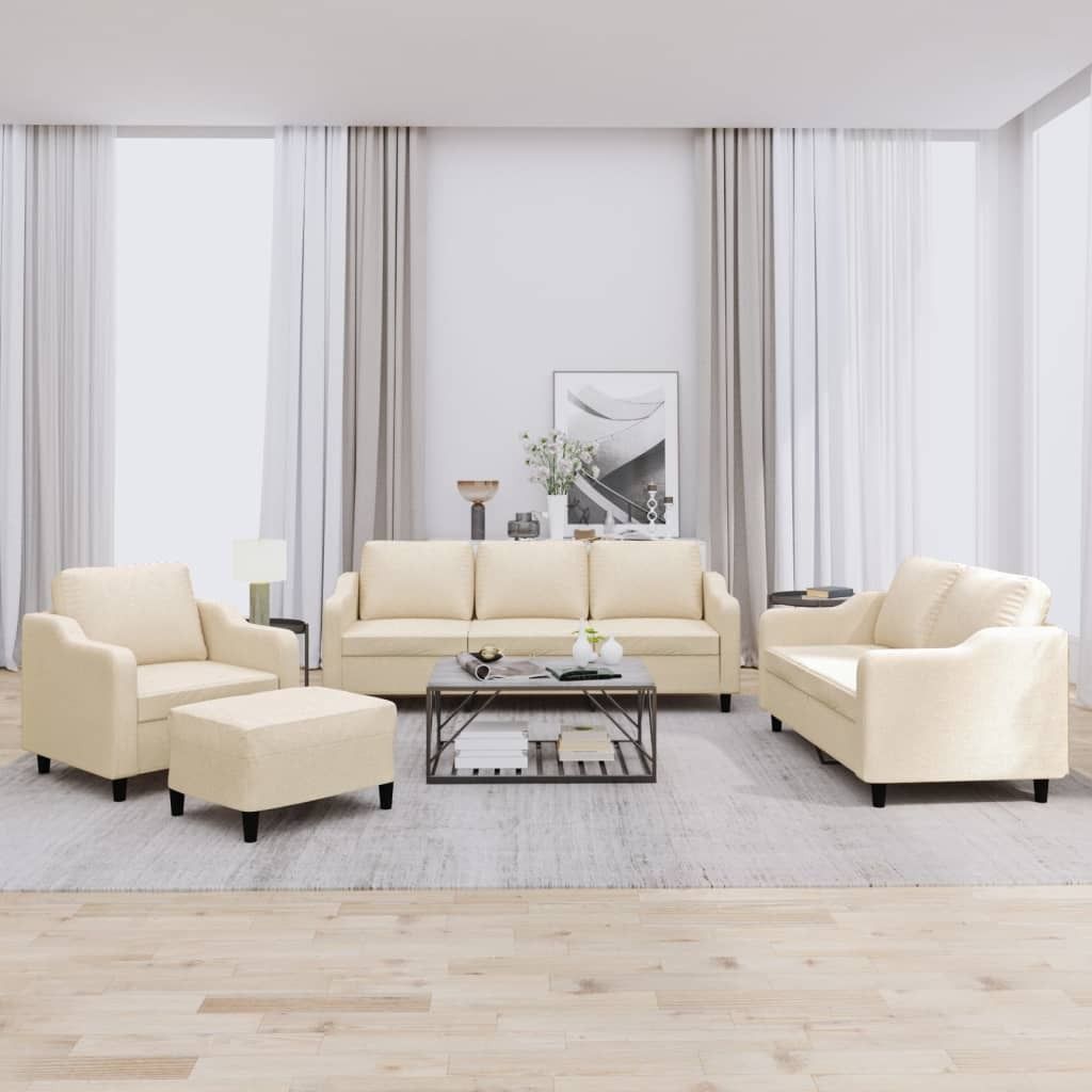 Maison Exclusive - 4-tlg. Sofagarnitur mit Kissen Creme Stoff
