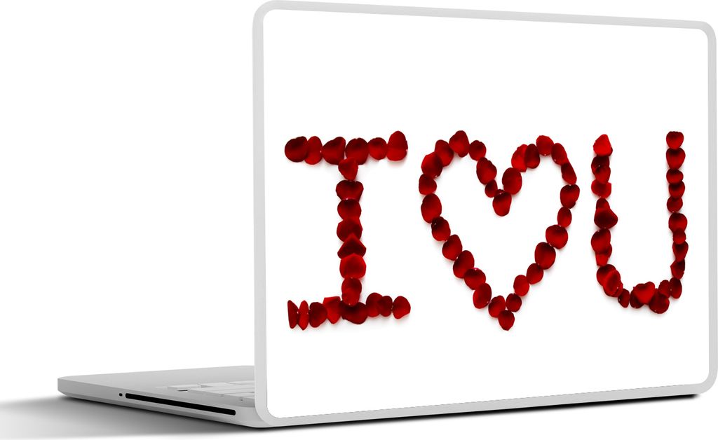 MuchoWow Laptop Aufkleber Sticker Cover Ich liebe dich, buchstabiert mit roten Marshmallows 31x22.5 cm - Laptop-Deko