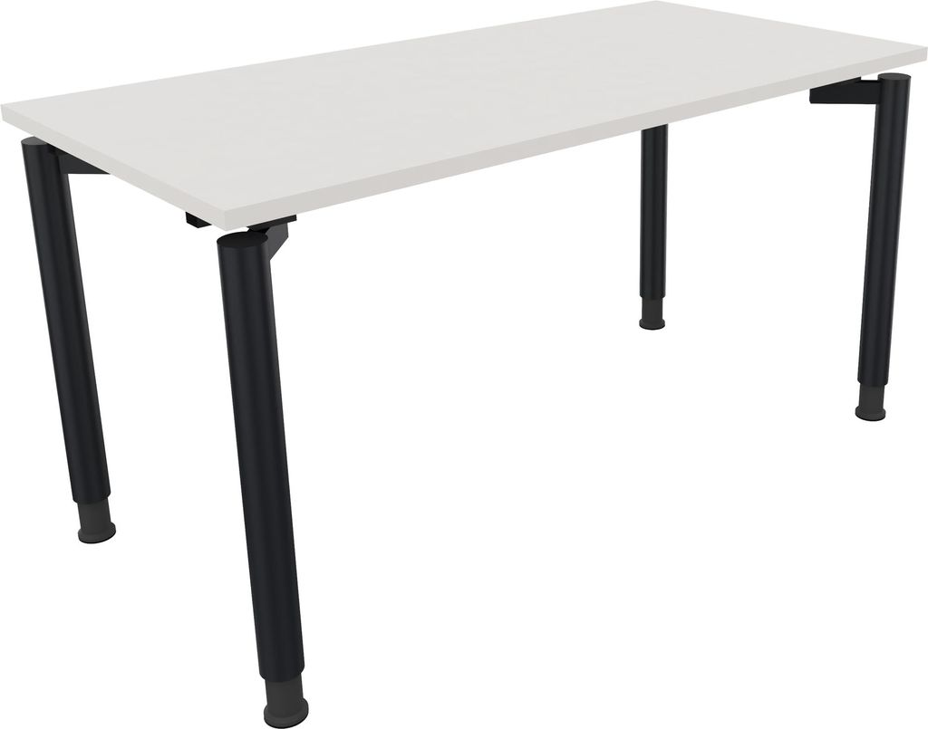 Schreibtisch Vierfuß Rundrohr B1400xT700xH680-820 an/Weiß