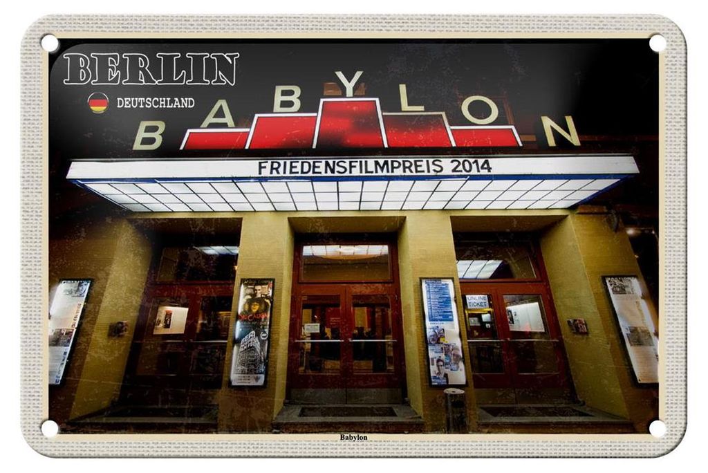 Blechschild Städte Berlin Deutschland Babylon Kino 18x12cm Schild