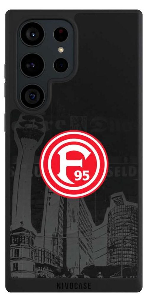 NIVOCASE Handyhülle für Samsung Galaxy S23 Ultra Hülle NIVOpure Case Schwarz Fortuna Düsseldorf Logo Offizielles Lizenzprodukt