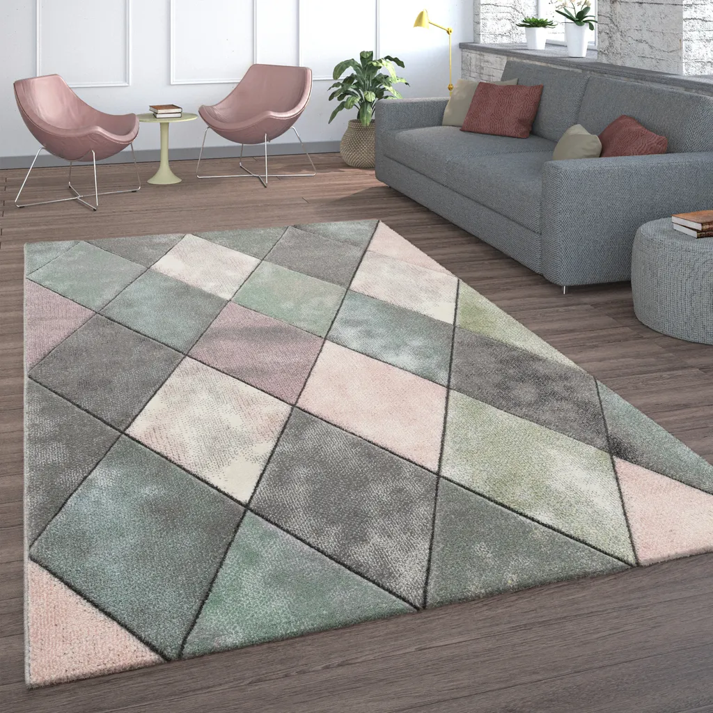 Tapis de salon antidérapant rose jaune 80x300 cm - Solution déco pastel