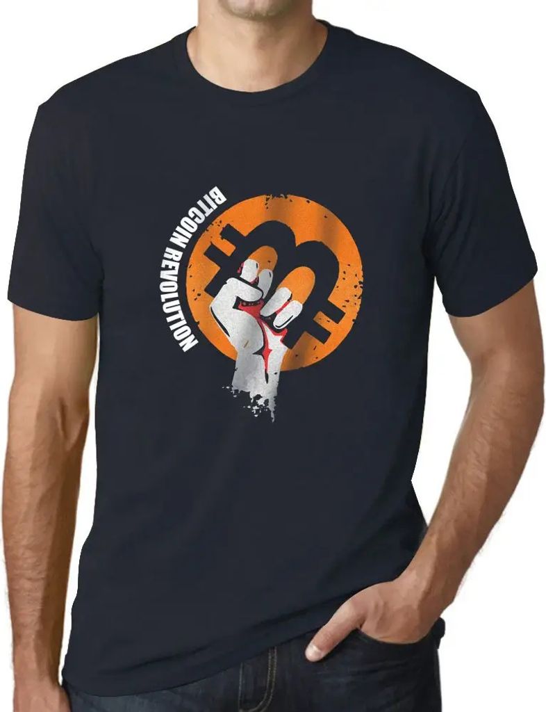 Herren Grafik T-Shirt Bitcoin Revolution Hodl Btc Crypto Traders Öko-Verantwortlich Vintage Jahrgang Kurzarm Lustige Druck Geburtstag Geschenk Mann