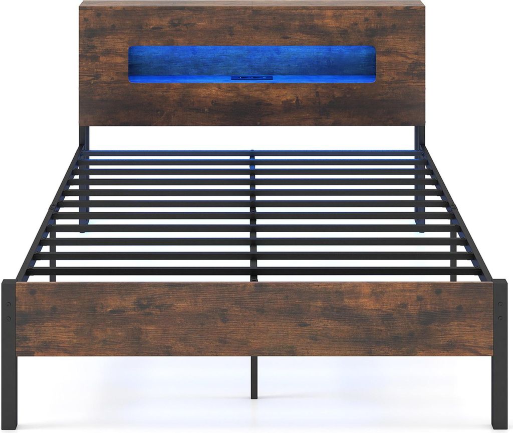COSTWAY Postel 200x140cm, plošinová postel s LED Obrázek produktu 
