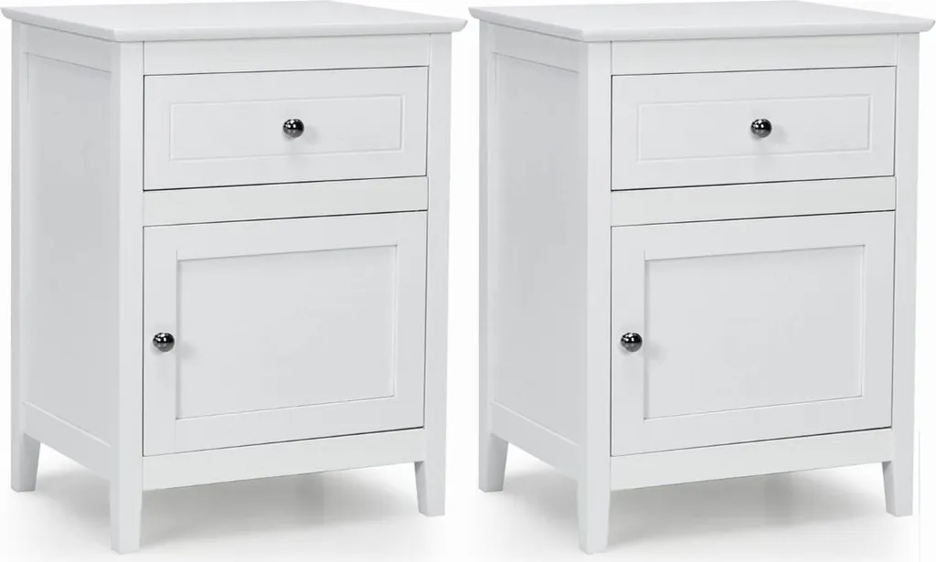 Lot de 2 tables de chevet en pin avec tiroir et porte de nuit Modèle PIN2