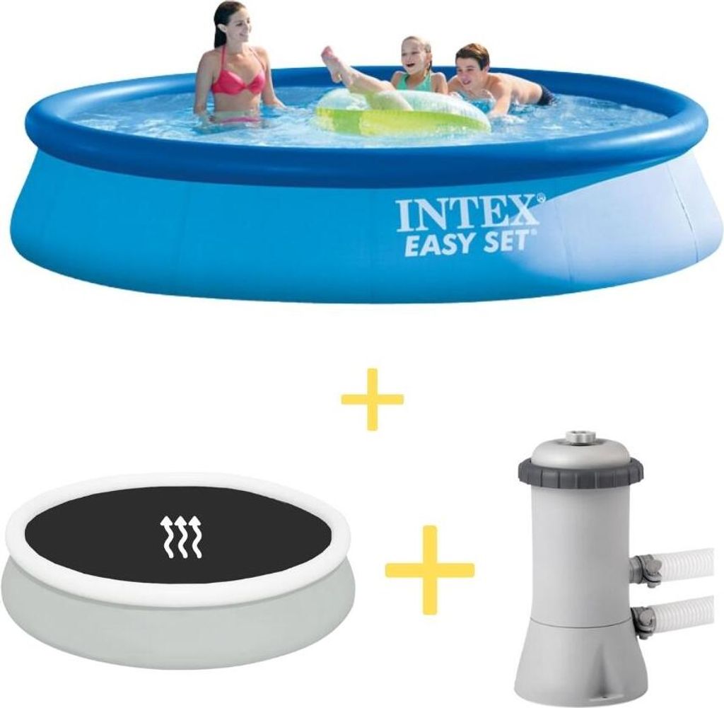 Intex Easy Set Pool - 396 x 84 cm - Inklusive Solarsegel & Filterpumpe