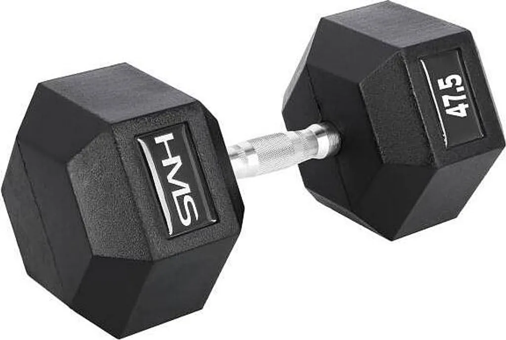 Haltère Hexagonale en Caoutchouc HMS 47,5 kg avec Grip Ergonomique