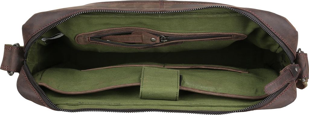 Greenburry Vintage Revival Leder Laptop Messenger Schultertasche 1963, Farbe:Braun