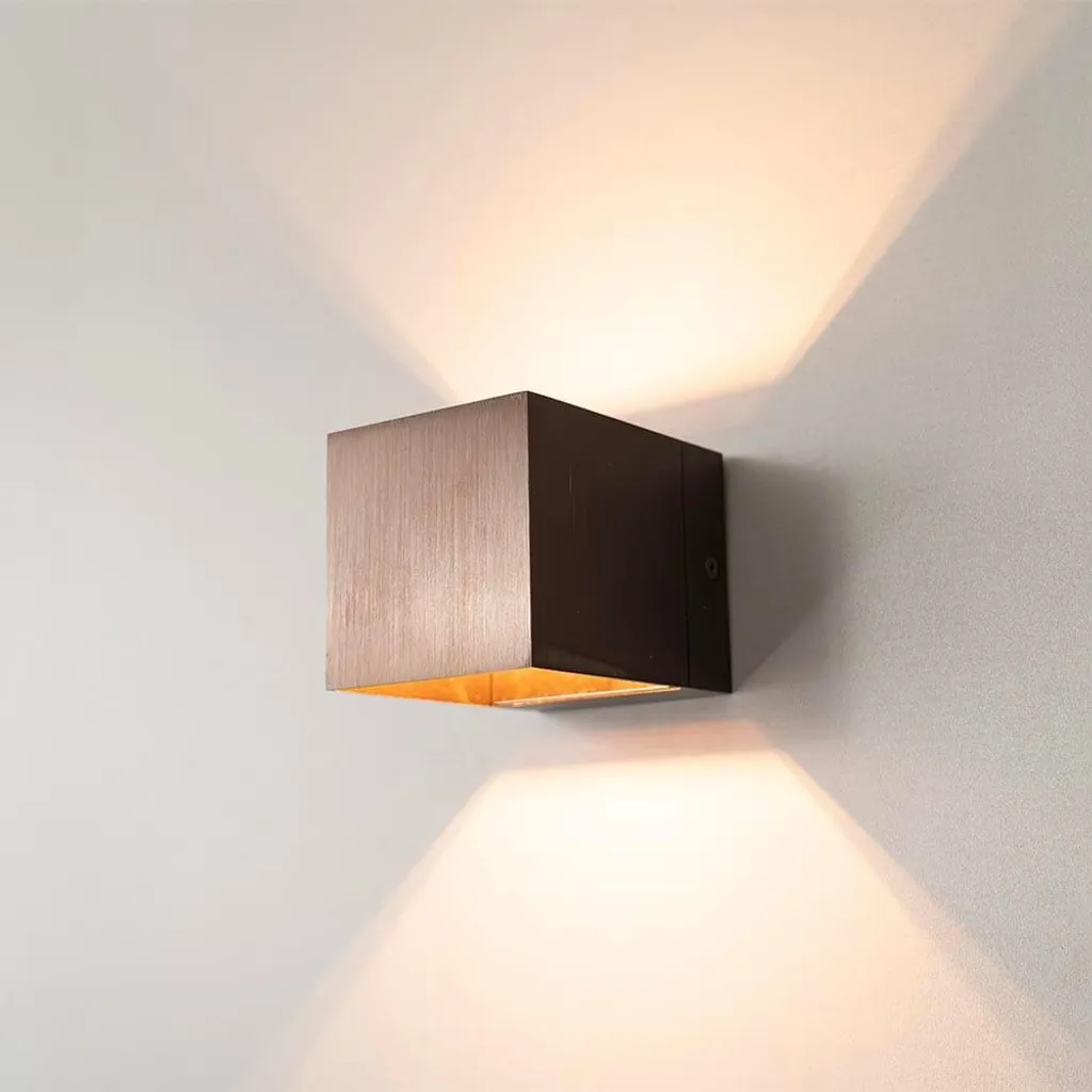 LUSENZ Applique Cubique Dimmable 5W - Éclairage Chaud Bronze Brossé