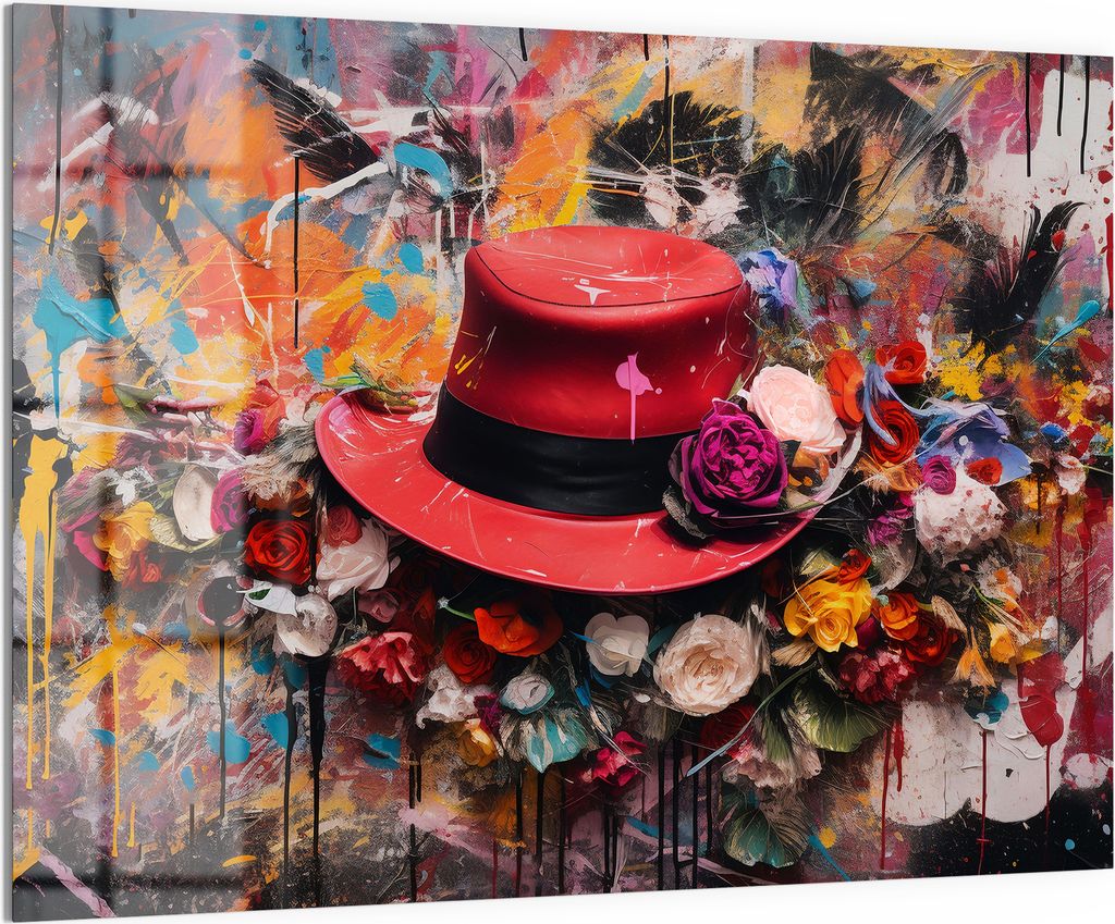 DEQORI Magnettafel Glas 120x90 cm 'Roter Hut im Blütenrausch' beschreibbar Whiteboard Küche