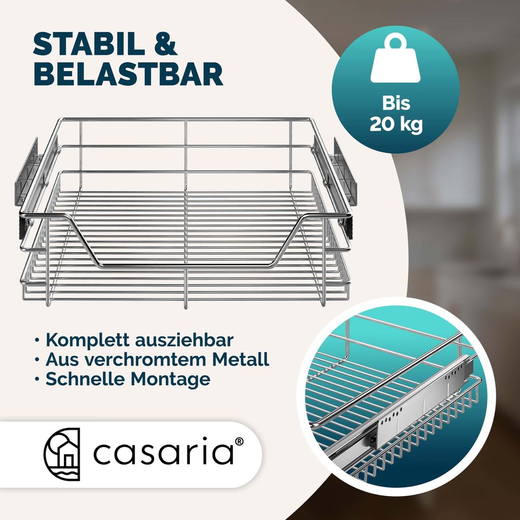 CASARIA® Tiroir télescopique de rangement 60 cm pour Image du produit 