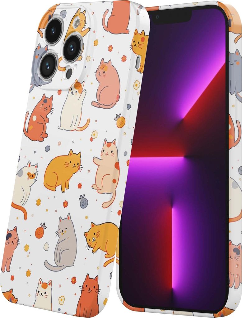 Smartphonica Handytasche passend für iPhone 13 Pro mit Katzen Aufdruck - Flexible Softcase TPU - Backcover Case Cats Design