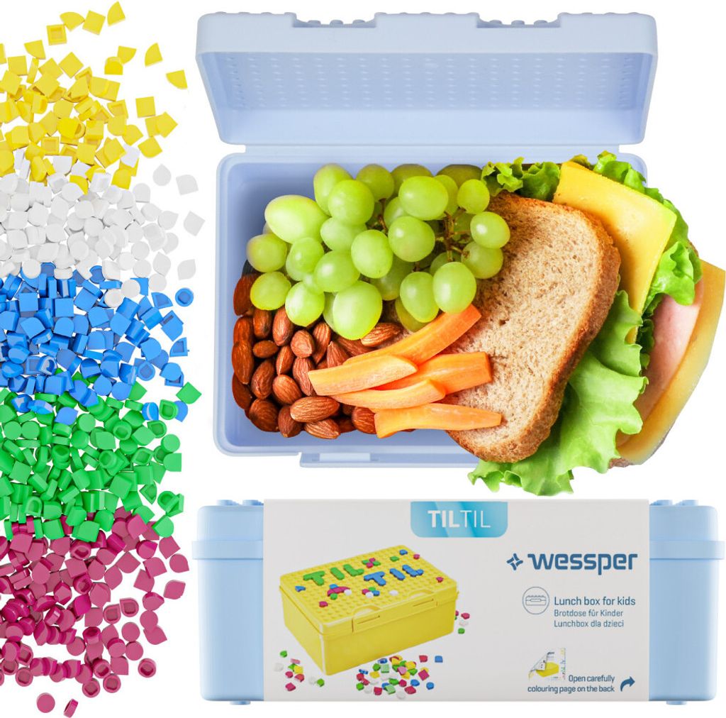 Wessper Lunchbox Kinder, Kreative Frühstücksbox Für Kinder Mit Bausteinen | Violett Personalisierte Brotdose 165X118X65Mm, Bpa Frei | Brotbox F...