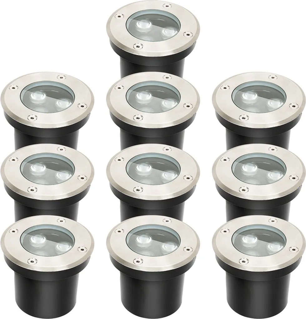 Faretto Incasso Pavimento 3W IP67 Jopassy - Kit 10 Pezzi Pronti all'Uso