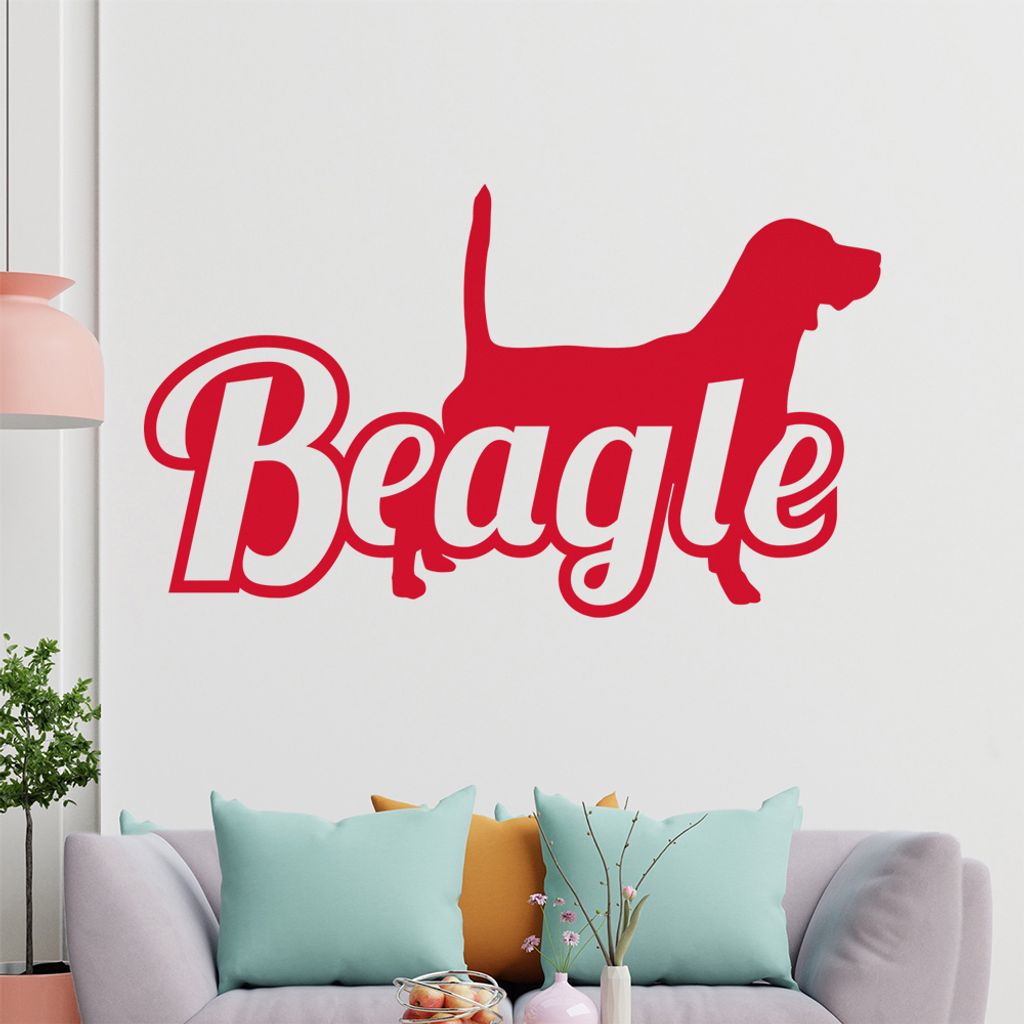 KIWISTAR Beagle mit Name Silhouette Schrift Wandtattoo in 6 Größen - Wandaufkleber Wall Sticker - Dekoration, Küche, Wohnzimmer, Schlafzimmer, B...