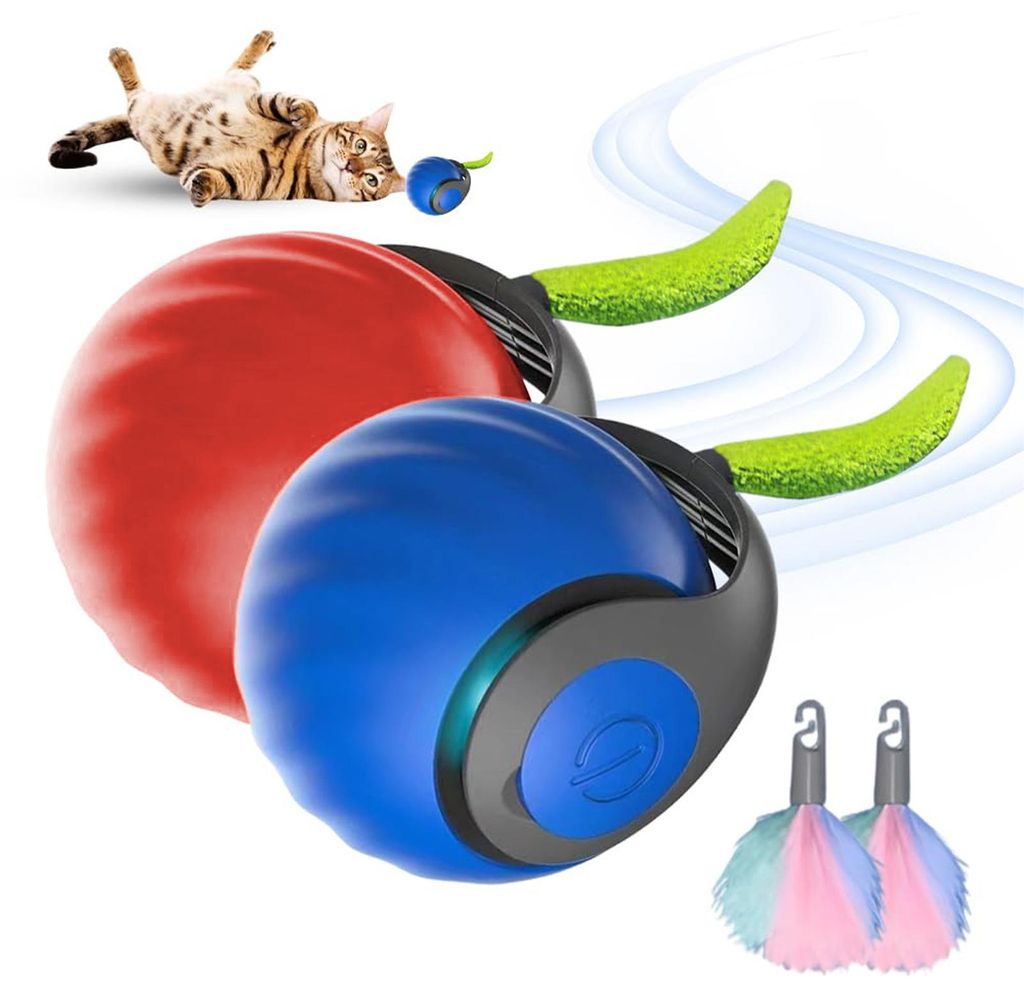 MODFU Katzenspielzeuge, 2er Set Katzen-Spielbälle, rollende Spielkugeln für Katzen, interaktives Katzenspielzeug, Katzenspaß, Haustier-Spielzeug...