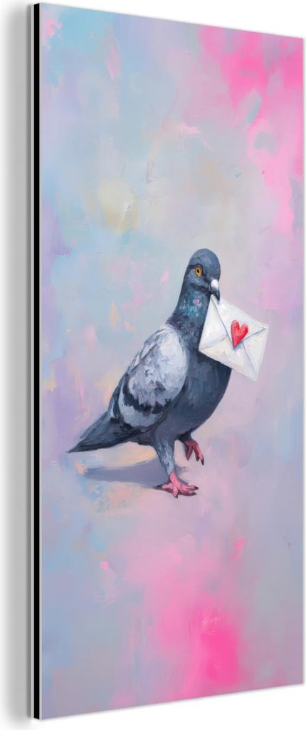 MuchoWow Wanddekoration Metall Metallbild Wandkunst 40x80 cm Taube - Umschlag - Lila MuchoWow Aluminium Gemälde - Wanddekoration - Industrial