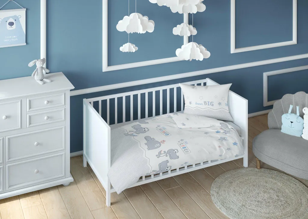 Linge de lit enfant 160x200 crocodiles blanc gris 2899 C KARO Dreamland