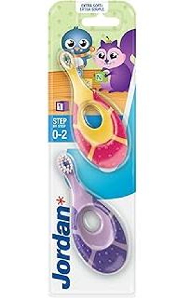 Jordan | Step 1 Baby Zahnbürste | Baby Zahnbürste 0-2 Jahre | Die Original Kleinkindzahnbürste mit extra weichen Borsten und weichem Beißring f...
