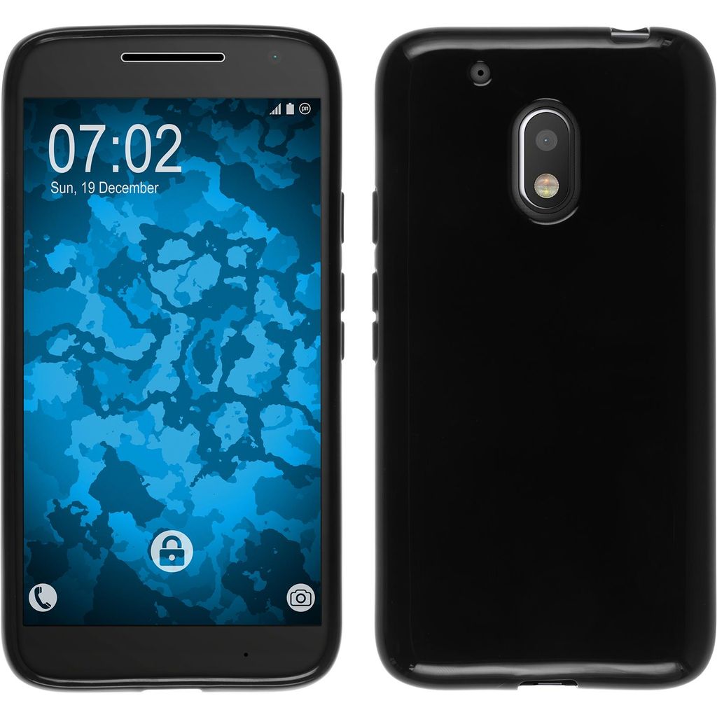 PhoneNatic Case kompatibel mit Motorola Moto G4 Play - schwarz Silikon Hülle + 2 Schutzfolien