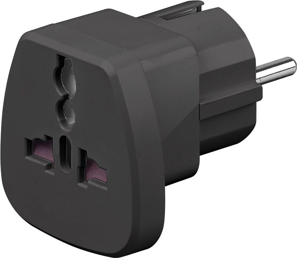 Goobay 94028 Adaptateur de voyage, noir - Fiche à contact Image du produit 