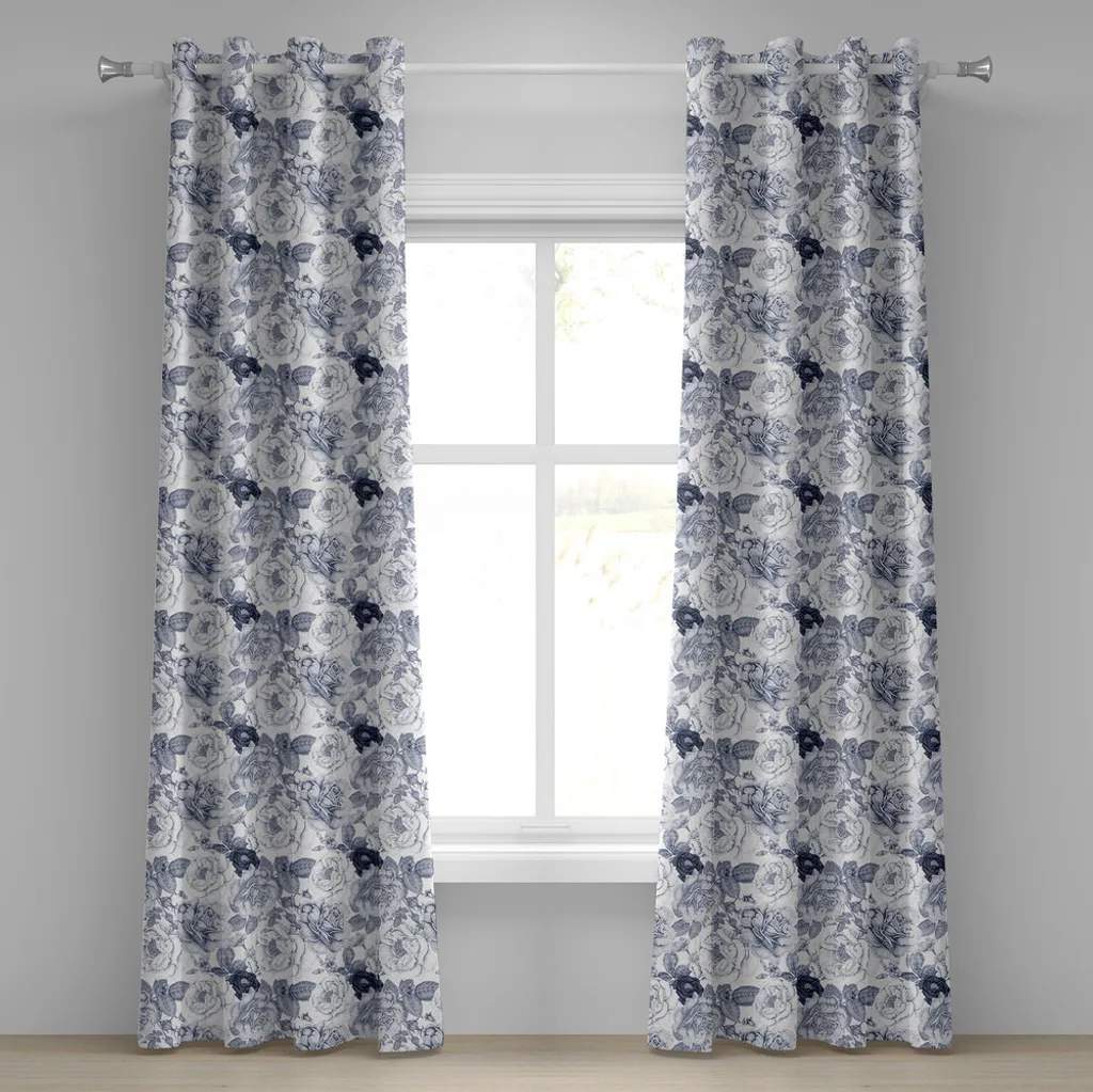 Rideaux Occultants Légers pour Intimité Motif Floral Bleu 280x245cm