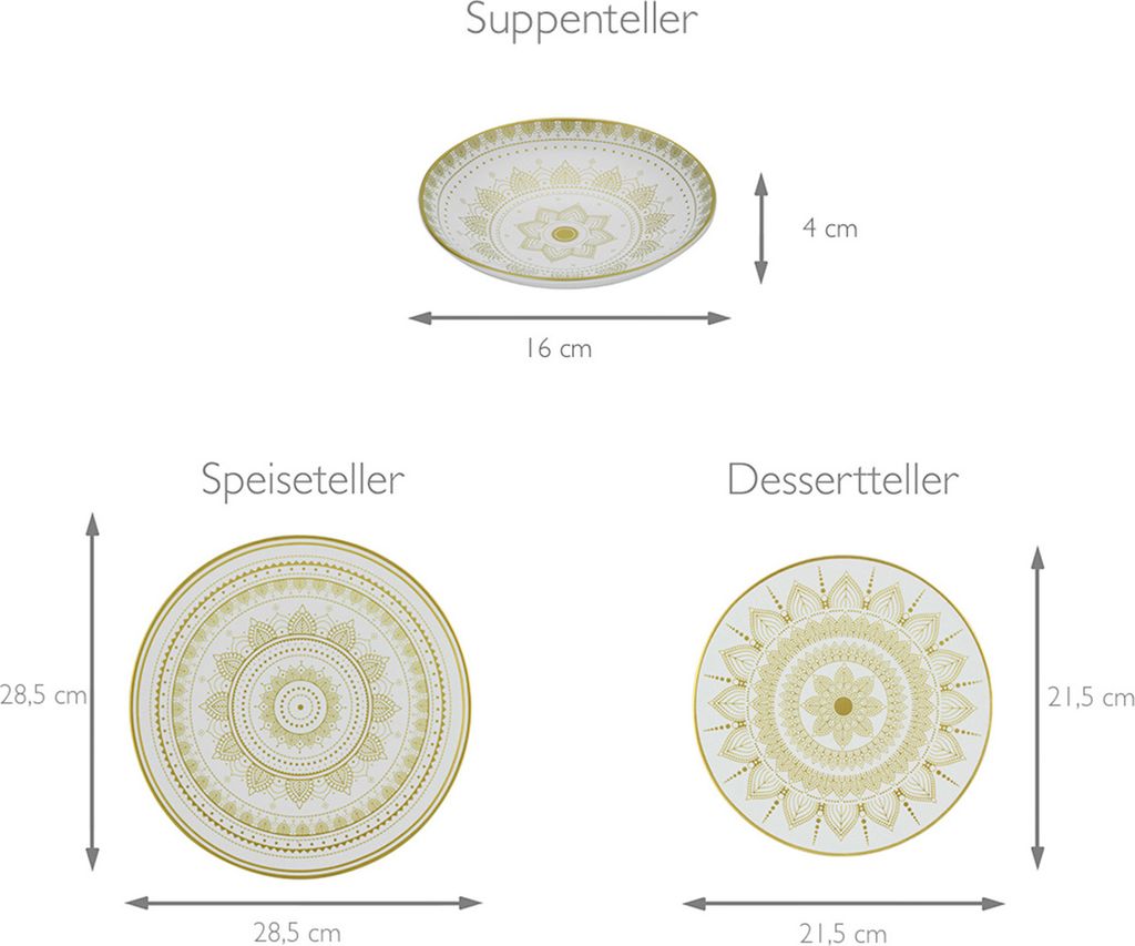CreaTable, 23607, Mandala biela, sada tanierov 12 ks, Obrázok produktu 