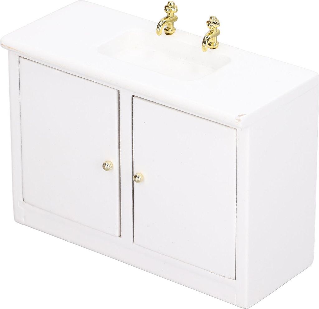 Mini-Waschbeckenschrank-Modell, 1:12, Simulation einer Lebensszene, lebendige, zarte Miniatur-Puppenhaus-Dekorationszubehör