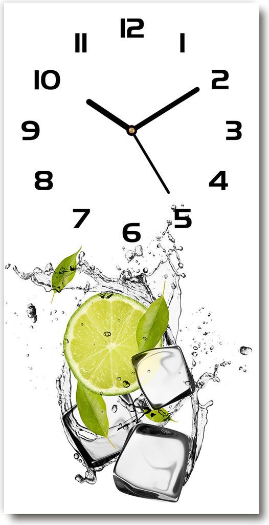 Wanduhr aus Glas – 30x60 cm - Glasbild - Glasuhr - Gehärtetes Glas -Limonka und Eis