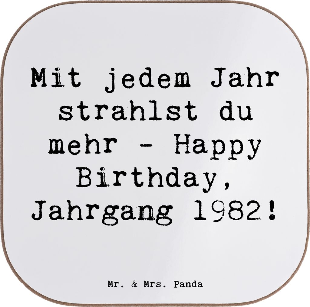 Mr. & Mrs. Panda Tischuntersetzer Spruch 1982 Geburtstag Glanz - Weiß - Geschenk, Geburtstagsgeschenk, Untersetzer für Gläser, gläseruntersetze...