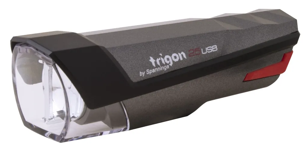 Spanninga Trigon 25 Phare Avant Vélo LED Noir Rechargeable USB