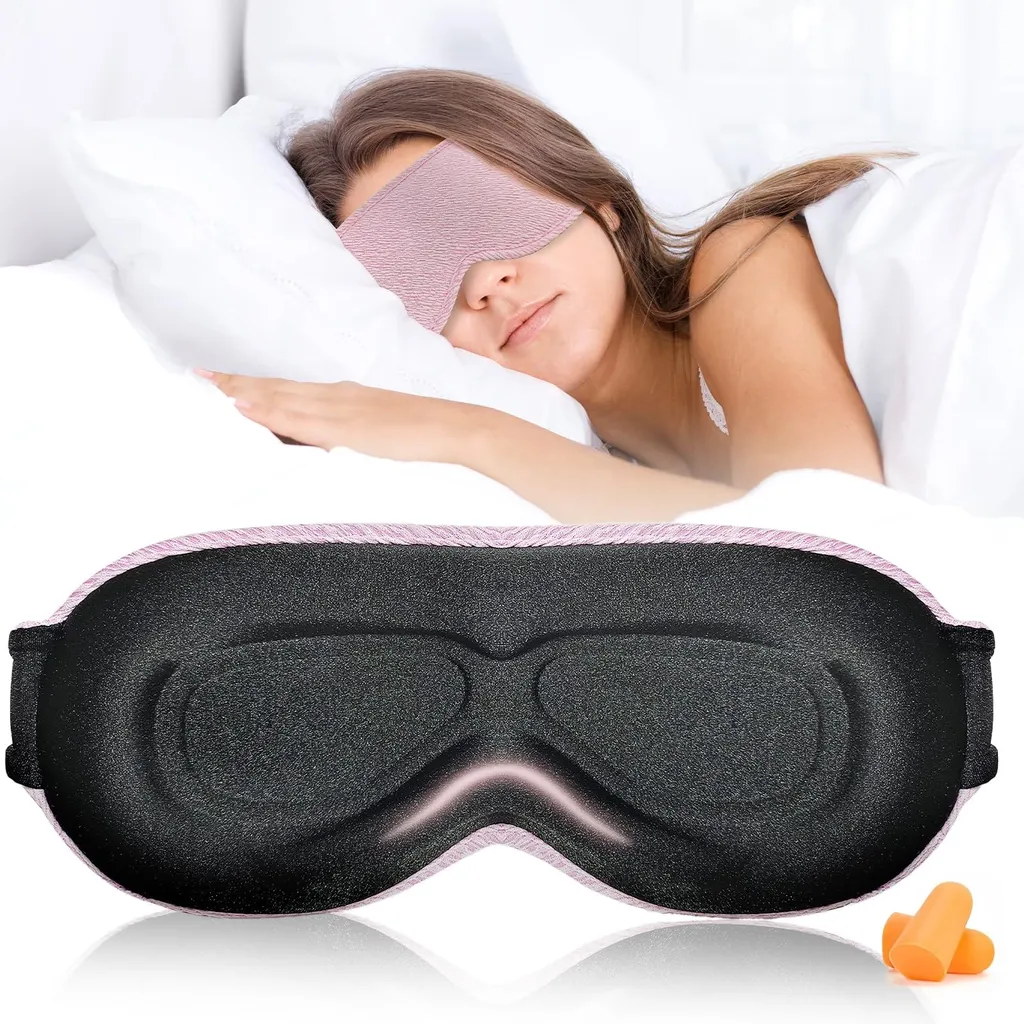 Masque de sommeil de voyage rose 3D idéal pour dormir sur le côté
