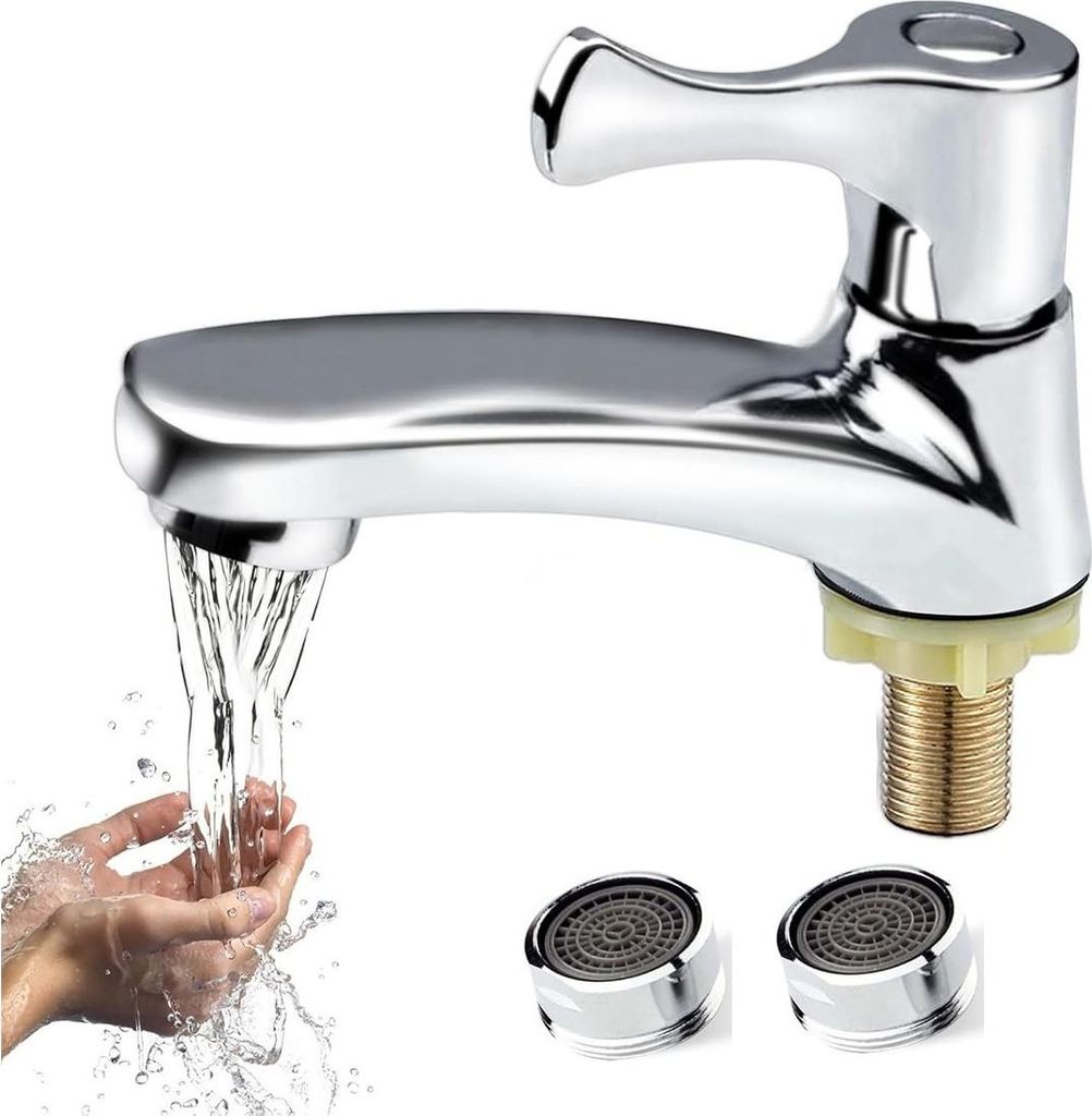 INF Eleganter Chrom Waschbecken Wasserhahn mit Kupferkern und Filtern