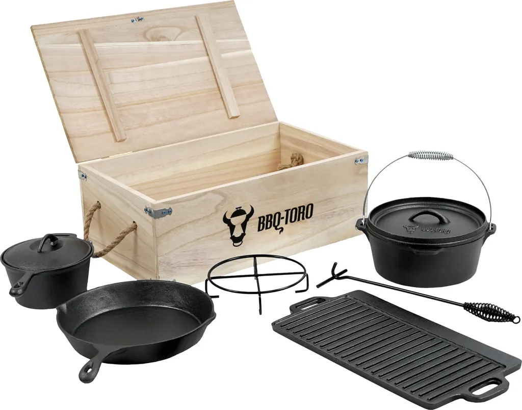 Set Dutch Oven en Fonte Déjà Culotté avec Caisse de Transport en Bois
