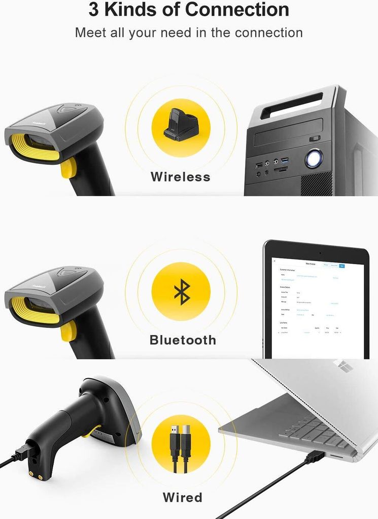 Inateck 2D Barcode Scanner Bluetooth, Wireless QR Code Produktbild 4