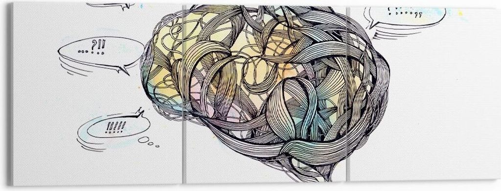 Bild auf Leinwand - Leinwandbild - Gehirn Bildung Experiment Illustration - 150x50cm - Wand Bild - Wanddeko - Leinwanddruck - Bilder - Kunstdruck -...