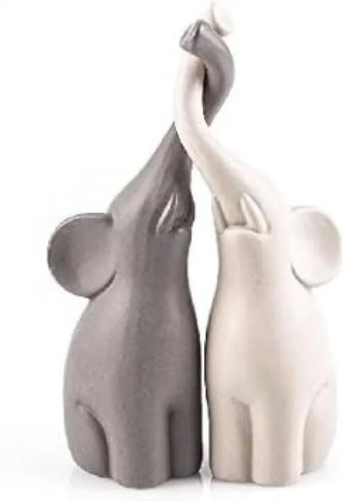 Éléphant en céramique blanche 25,5 cm - Sculpture design finition émail