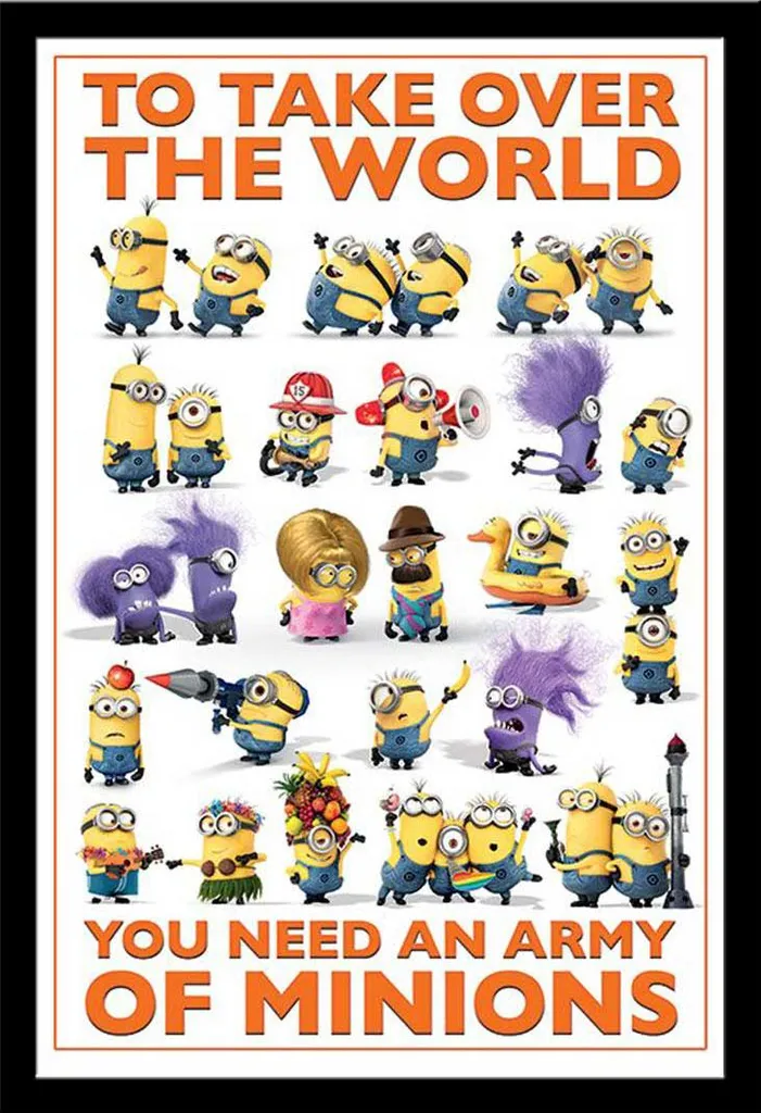 Poster Minions encadré vitre incassable : Déco Despicable Me prête à poser