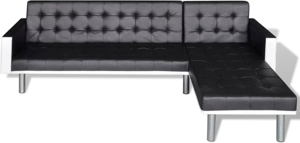 "Winterschlussverkauf "Schlafsofa - CLORIS - Bettsofa eleganten Design - L-Form Kunstleder Schwarz - 218 x 155 x 69 cm - NeuMöbel5777494